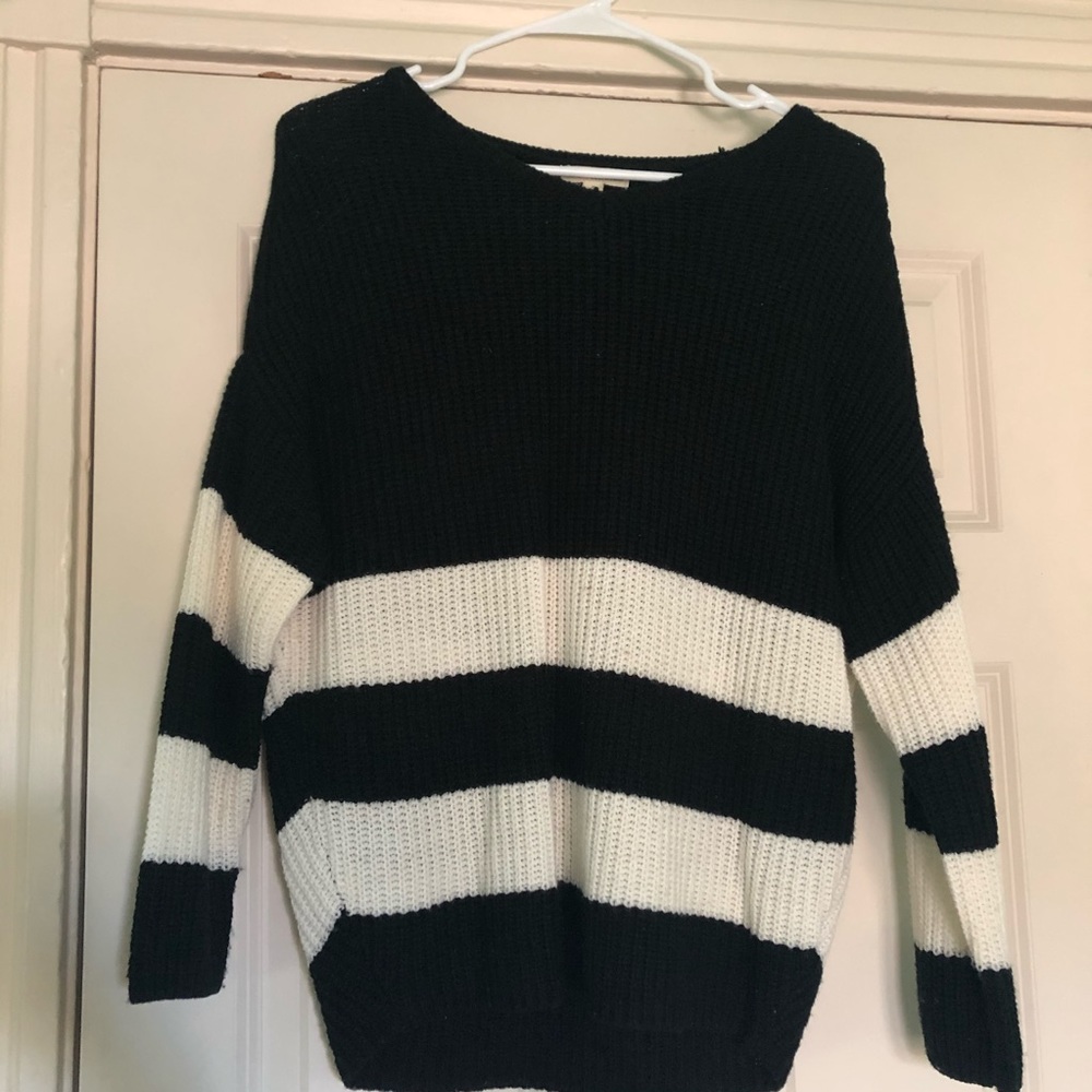 Black and white knit sweater